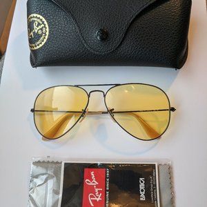 RAY BAN Evolve aviator sunglasses with black frame and yellow lens